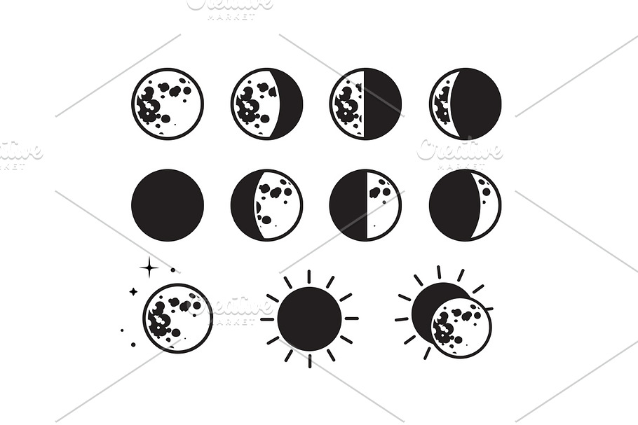 Moon Phases Icon Set in Graphics - product preview 8