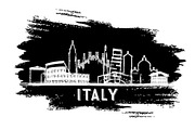 Italy City Skyline Silhouette.