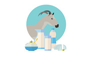 Goat Icon with Milk Products. Dairy