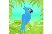 Blue Macaw Parrot Vector Flat Design