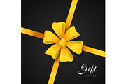 Gift. Vector card. Yellow Bow in