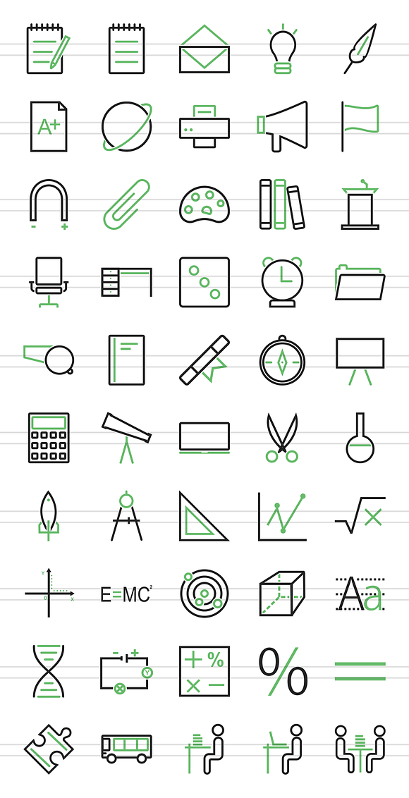 50 Education & Science Green & Black in Graphics - product preview 1