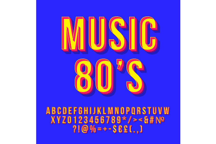 Music 80s 3d vector lettering in Add-Ons - product preview 8