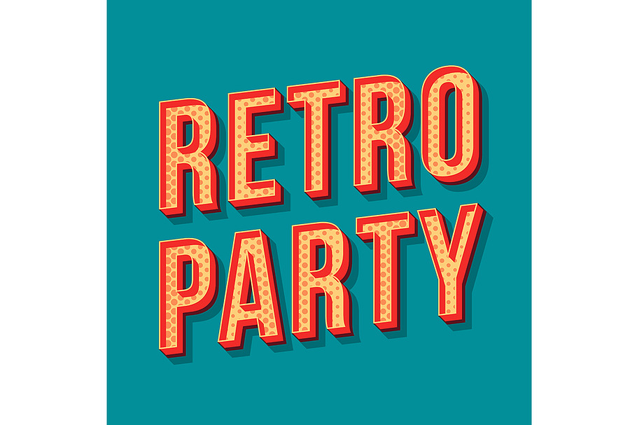 Retro party vintage 3d lettering in Add-Ons - product preview 8