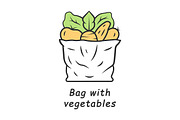 Bag with vegetables color icon