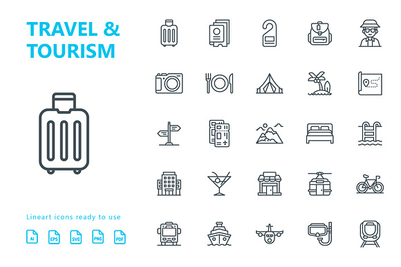 Travel & Tourism Line Icons in Icons - product preview 1