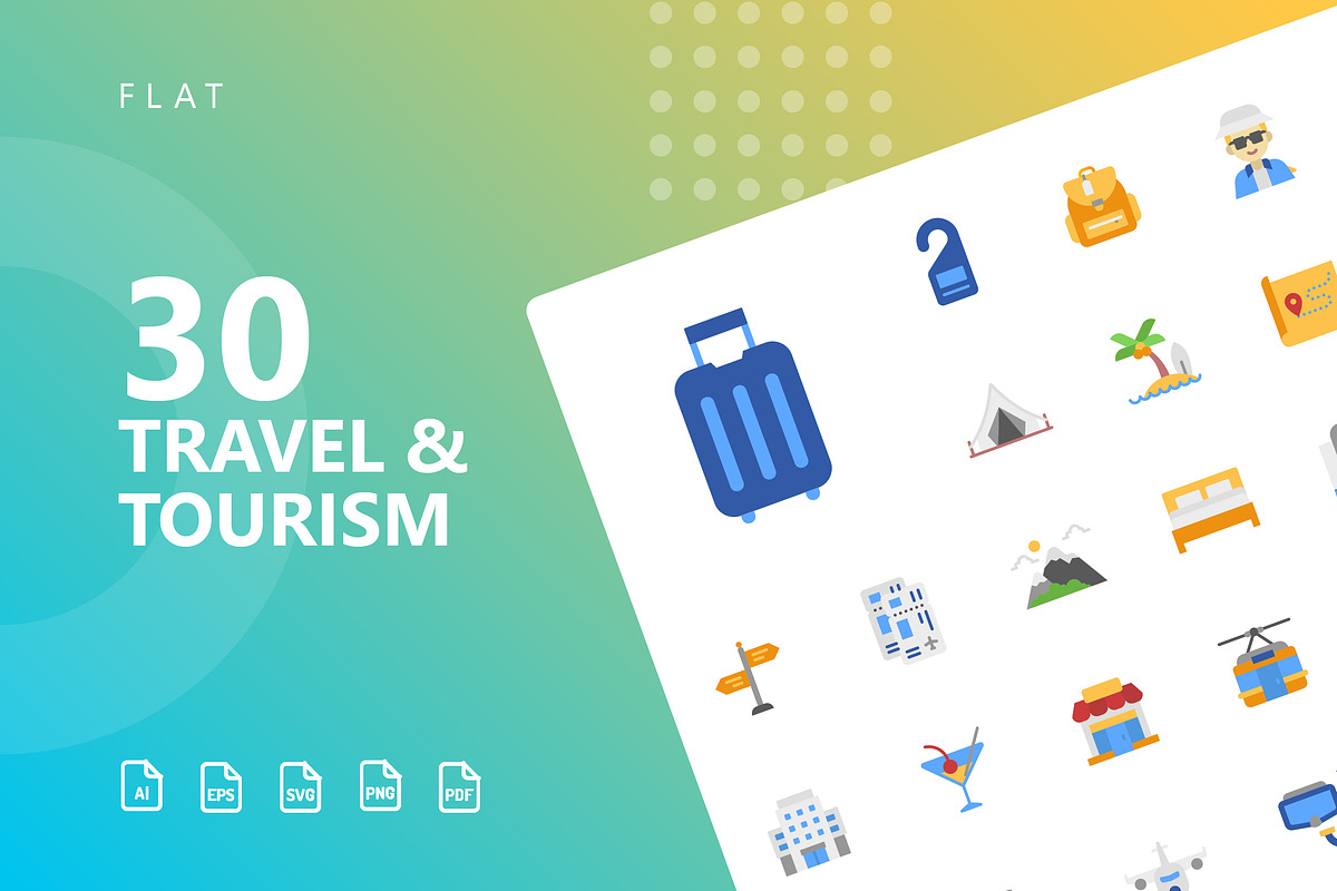 Travel & Tourism Flat Icons in Icons - product preview 8
