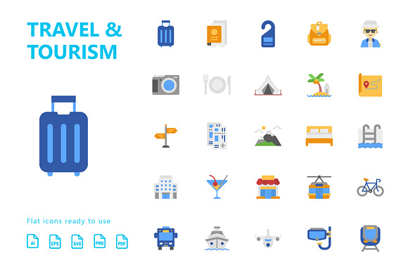 Travel & Tourism Flat Icons in Icons - product preview 1