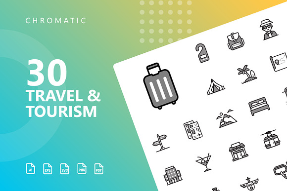 Travel & Tourism Chromatic Icons in Icons - product preview 3