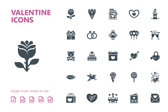 Valentine Glyph Icons in Glyph Icons - product preview 1