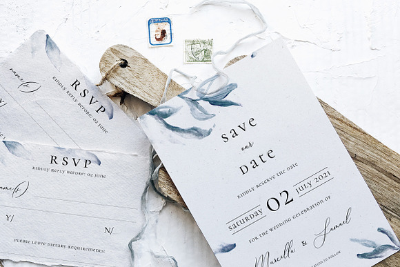 Elegant Blue Sprigs Wedding Suite in Wedding Templates - product preview 2