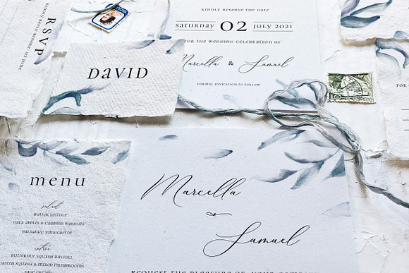 Elegant Blue Sprigs Wedding Suite in Wedding Templates - product preview 3