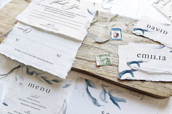 Elegant Blue Sprigs Wedding Suite in Wedding Templates - product preview 6