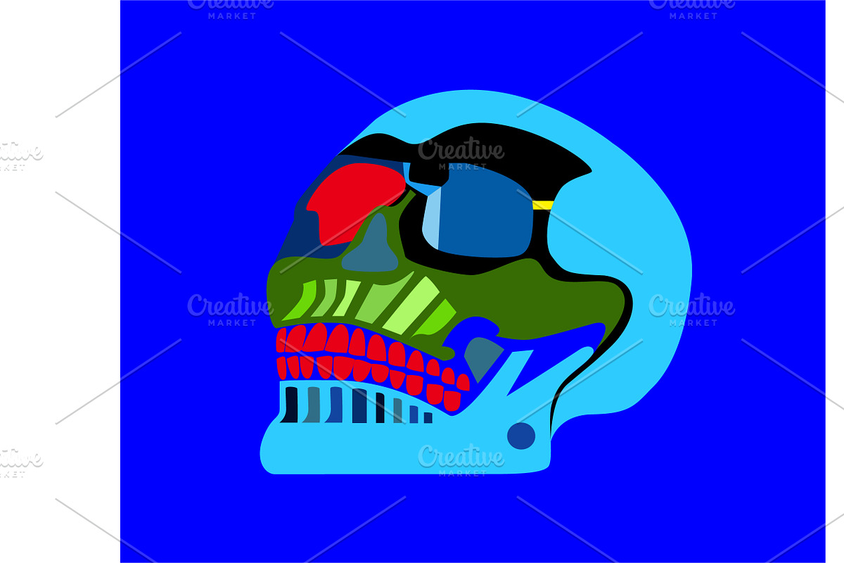 Skull icon blue color vector in Graphics - product preview 8