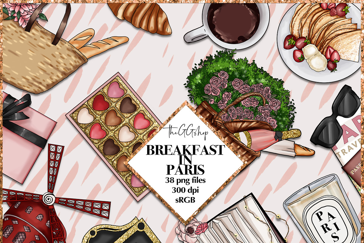 Paris Clipart Png Set in Illustrations - product preview 8