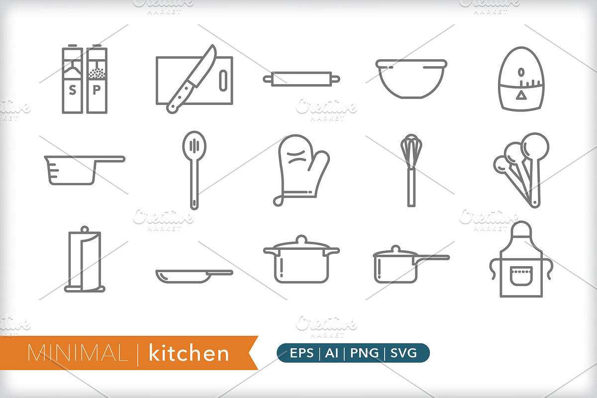 Minimal kitchen icons in Icons - product preview 8