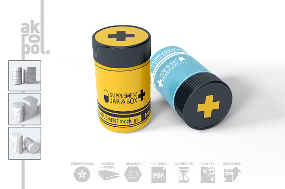 Supplement Jar & Box Mock-Up in Product Mockups - product preview 1