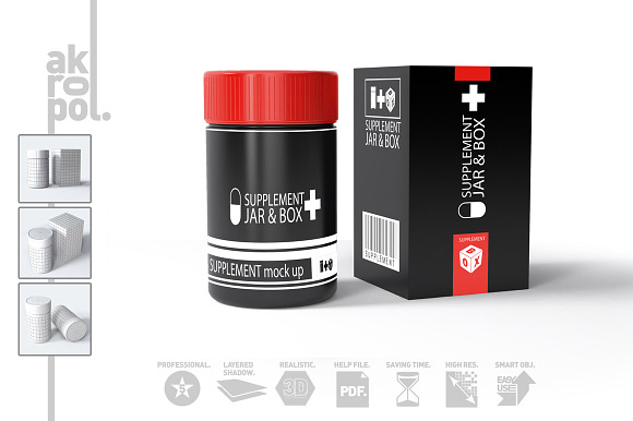 Supplement Jar & Box Mock-Up in Product Mockups - product preview 2