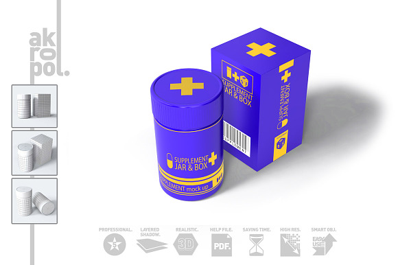 Supplement Jar & Box Mock-Up in Product Mockups - product preview 3