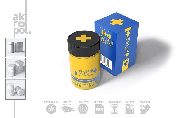 Supplement Jar & Box Mock-Up in Product Mockups - product preview 5