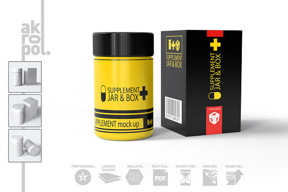 Supplement Jar & Box Mock-Up in Product Mockups - product preview 6