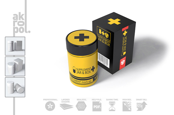 Supplement Jar & Box Mock-Up in Product Mockups - product preview 7