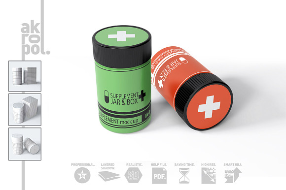 Supplement Jar & Box Mock-Up in Product Mockups - product preview 8