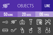 50 Objects Line Inverted Icons
