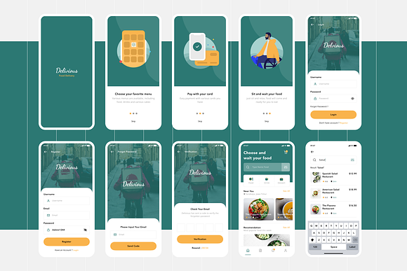 Delivious - Food Delivery UI-Kit in Mobile & Web Mockups - product preview 1