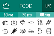 50 Food Line Icons