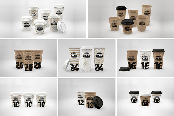 Paper Hot Drink Cups Mockup in Branding Mockups - product preview 1