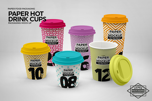 Paper Hot Drink Cups Mockup in Branding Mockups - product preview 3