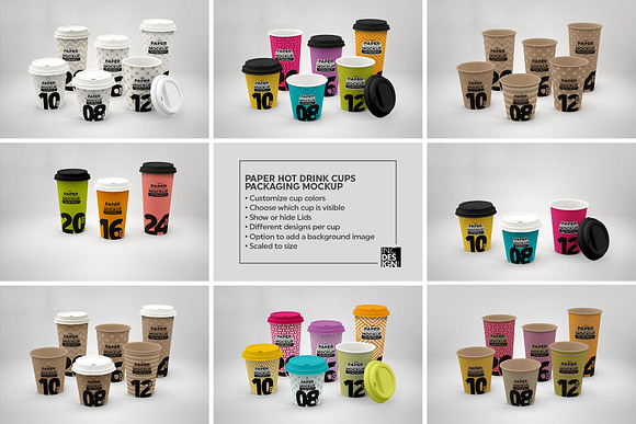 Paper Hot Drink Cups Mockup in Branding Mockups - product preview 5