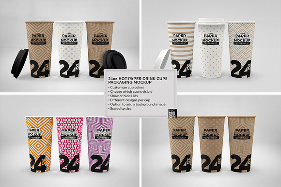 Paper Hot Drink Cups Mockup in Branding Mockups - product preview 7
