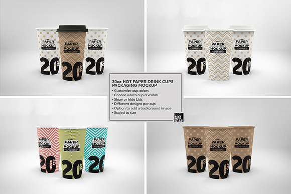 Paper Hot Drink Cups Mockup in Branding Mockups - product preview 9