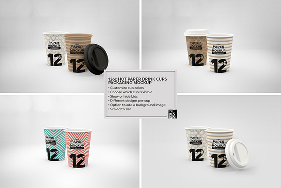 Paper Hot Drink Cups Mockup in Branding Mockups - product preview 13