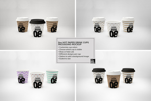 Paper Hot Drink Cups Mockup in Branding Mockups - product preview 17
