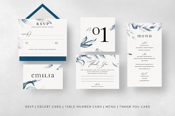 Elegant Blue Sprigs Wedding Suite in Wedding Templates - product preview 8