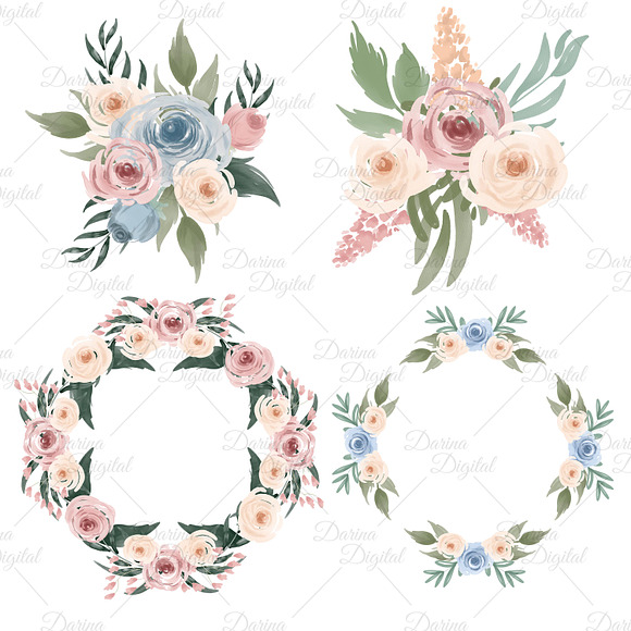 Watercolor flower bouquets in Illustrations - product preview 2