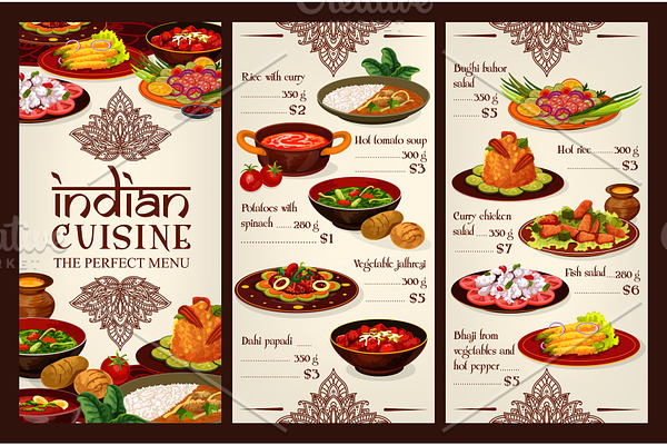 Indian cuisine menu cover