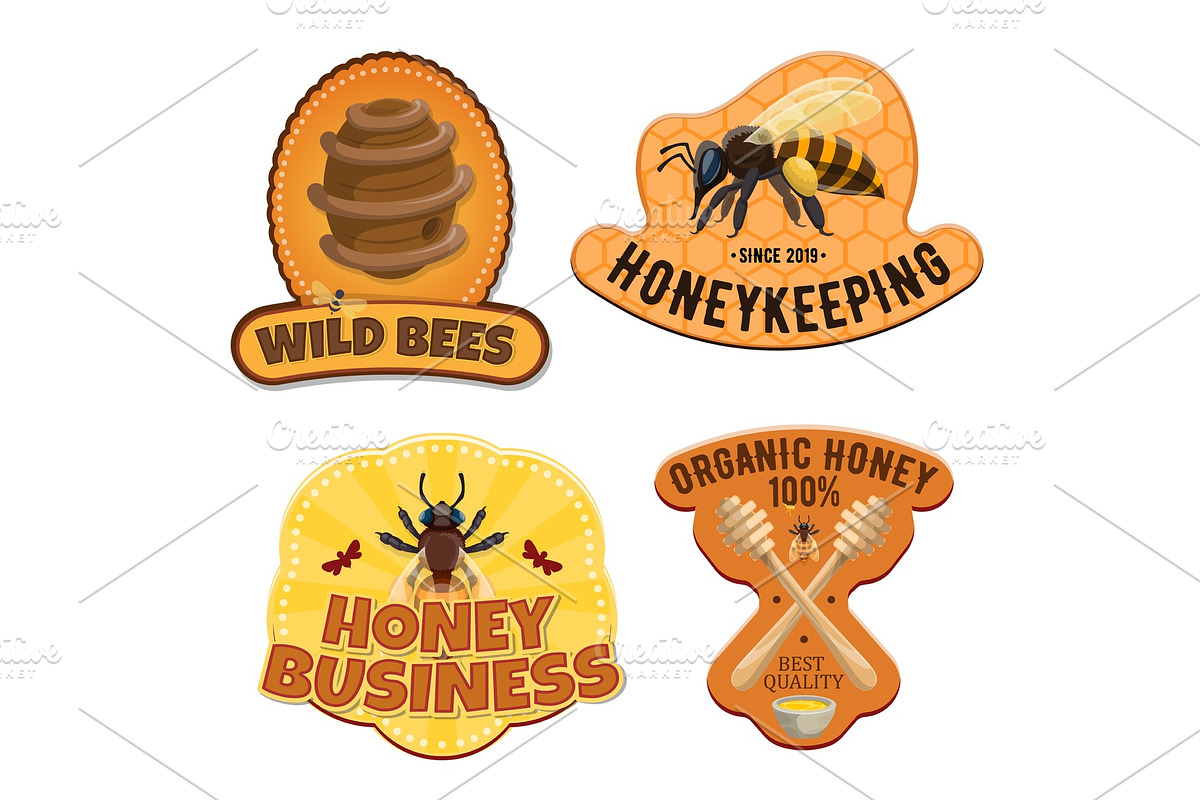 Beekeeping, honey production icons in Illustrations - product preview 8