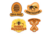 Beekeeping, honey production icons