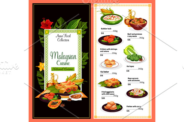 Malaysian cuisine, dish meal menu