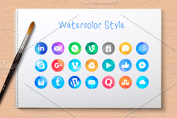 Vector Social Media Icons -ProColour in Vector Social Icons - product preview 1