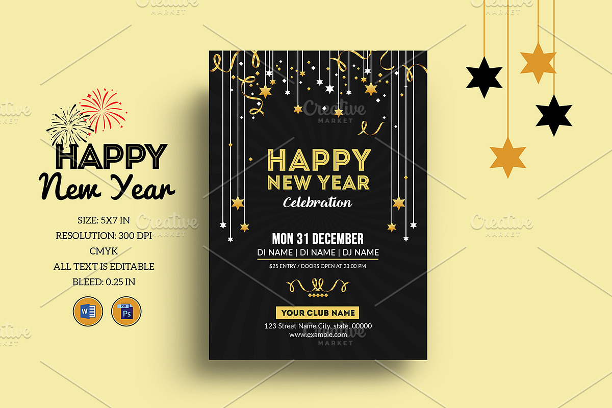 New Year Party Flyer  V1115 in Flyer Templates - product preview 8