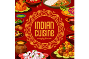 Indian cuisine menu cover, dishes