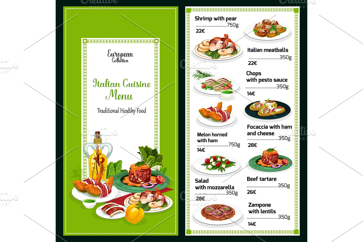 Italian food, restaurant menu in Illustrations - product preview 8