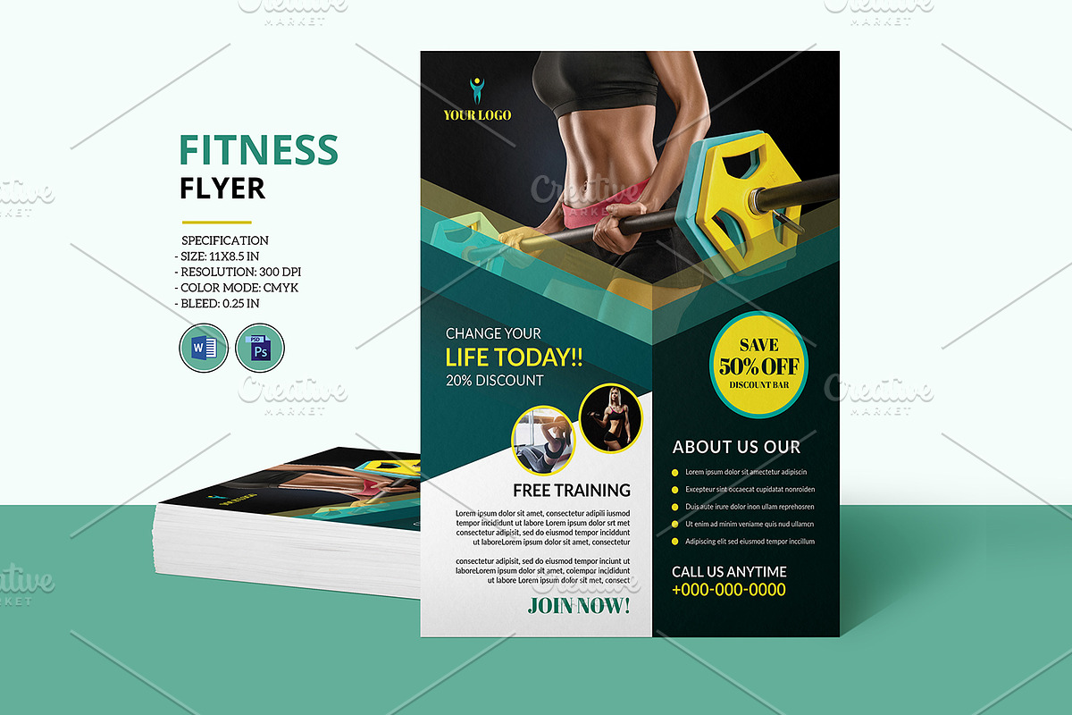 Fitness Flyer Template V1116 in Flyer Templates - product preview 8