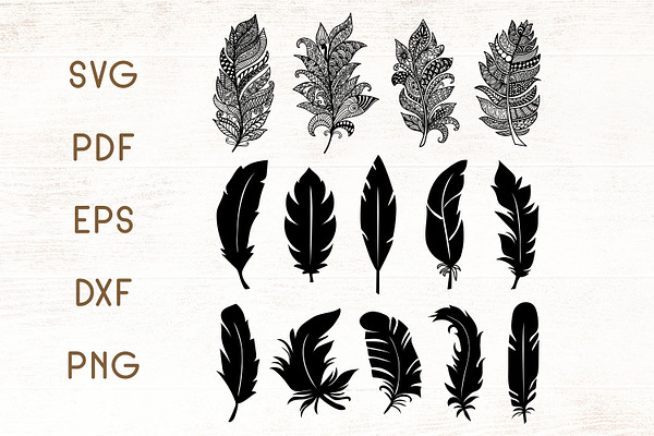 Zentangle Feathers - Feathers SVG