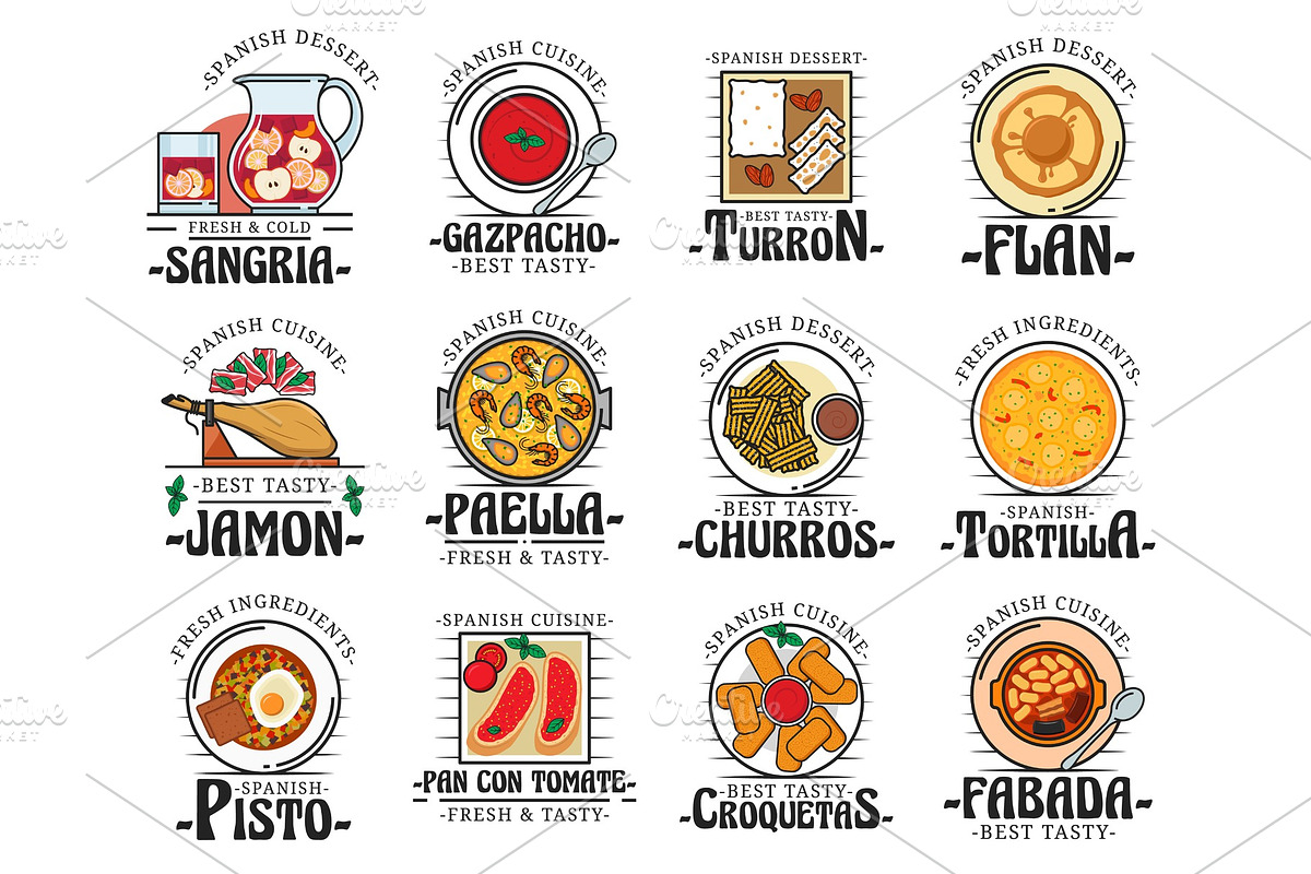 Traditional Spanish cuisine dishes in Illustrations - product preview 8